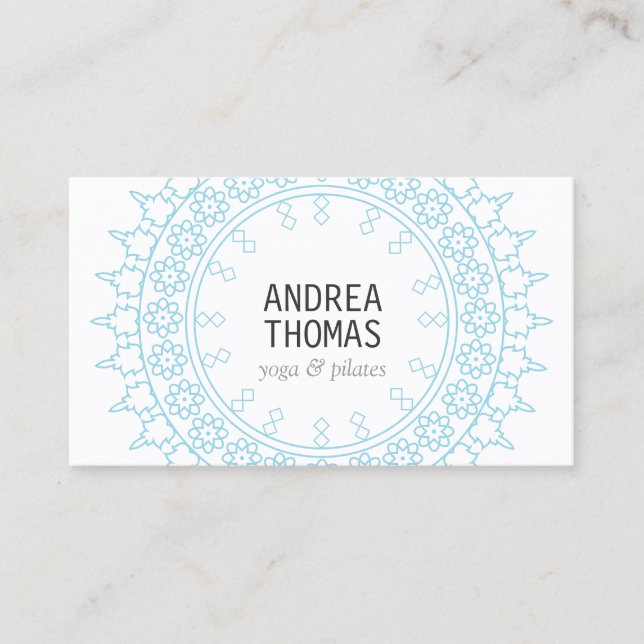 Carte De Visite Boho Chic Mandala Bleu/Blanc (Devant)