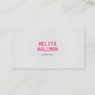 Carte De Visite Boho Chic Mandala Gris/Rose