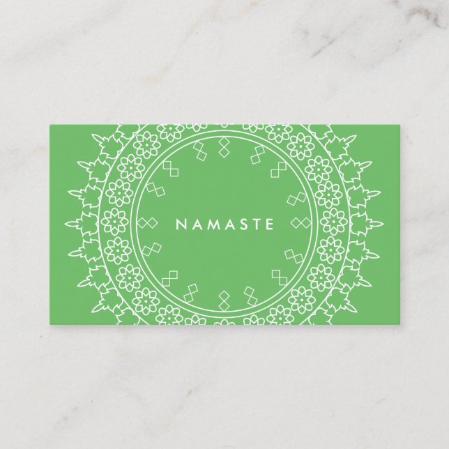 Carte De Visite Boho Chic Mandala Namaste Yoga Green (Devant)