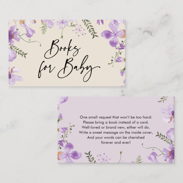 Carte De Visite Boho Chic Mauve Garden Livres pour Baby Insert Car (Devant / Derrière)