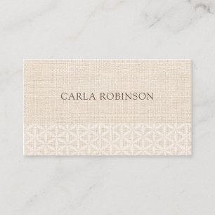 Carte De Visite Boho chic naturel, Beige & Blanc, Fleur de vie
