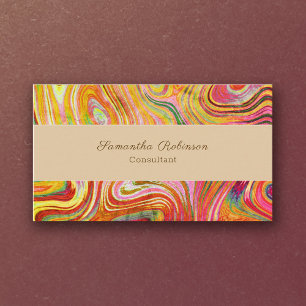 Carte De Visite Boho Chic Rainbow Gold Grunge Swirling Abstrait