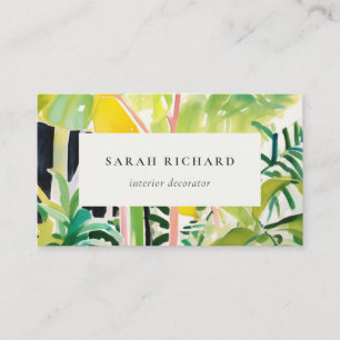 Carte De Visite Boho Chic Vert Feuillage Tropical Botanique