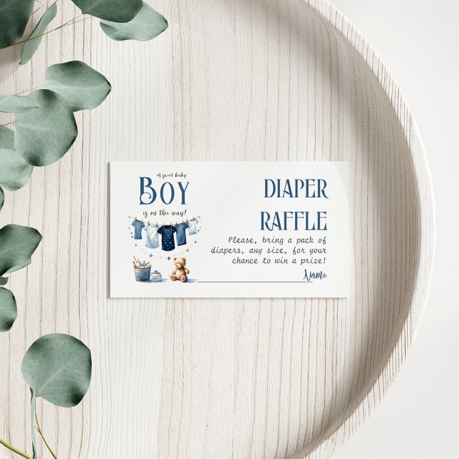 Carte De Visite Boho Clothesline Blue Boy Baby shower Diaper (Créateur téléchargé)