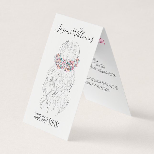 Carte De Visite Boho Coiffeur Mariage Floral Romantique (Devant)