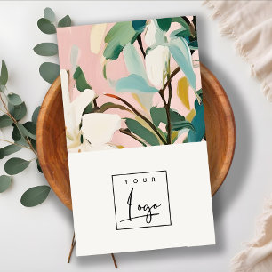 Carte De Visite Boho Colorful rose Turquoise vert peint logo flora