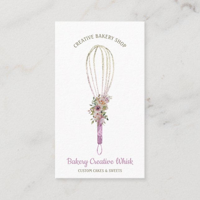 Carte De Visite Boho de pâtisserie du logo Baker Whisk (Devant)