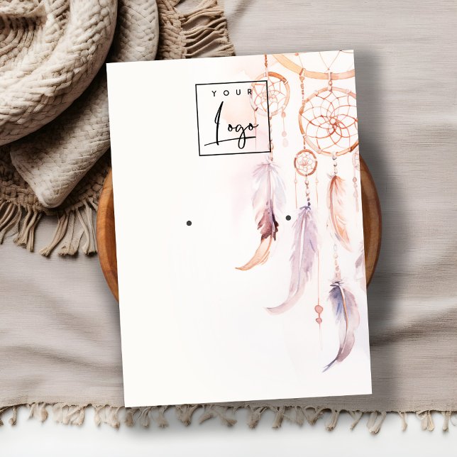 Carte De Visite Boho Dreamcatcher Aquarelle Écran Logo (Créateur téléchargé)