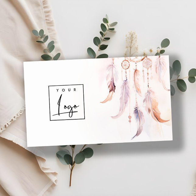 Carte De Visite Boho Dreamcatcher Aquarelle Lilac Blush Logo (Créateur téléchargé)