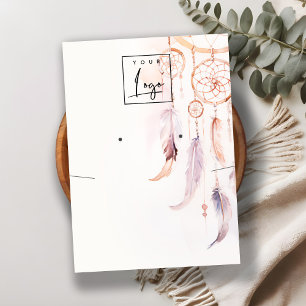Carte De Visite Boho Dreamcatcher Watercolor Collier d'oreille Log