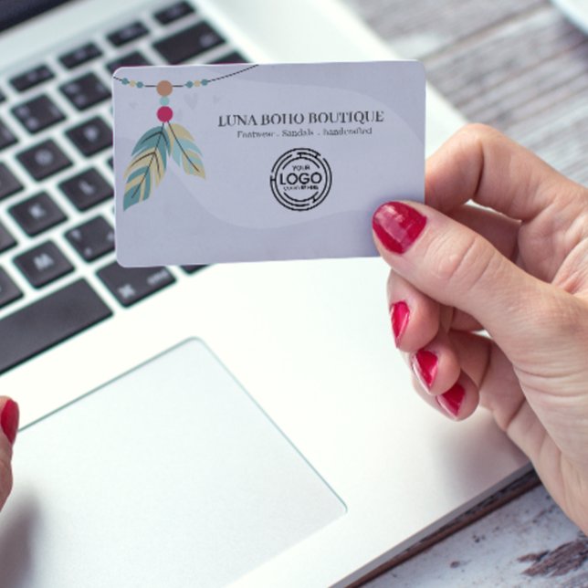 Carte De Visite Boho Feather Bead Accents Small Business Branding (Boho Feather Bead Accents Small Business Branding Business Card small business visiting card ideas )