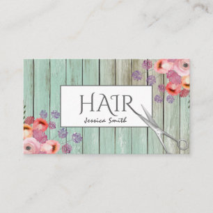 Carte De Visite Boho Glam élégant aquarelle ciseaux de bois fleuri