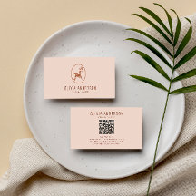 Boho Minimalist QR Code Terracotta Logo unique