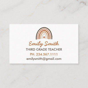 Carte De Visite Boho Modern Rainbow Teacher Apple