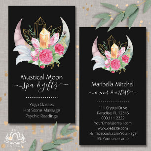 Carte De Visite Boho Moon Crystals Feathers Flowers Business Card