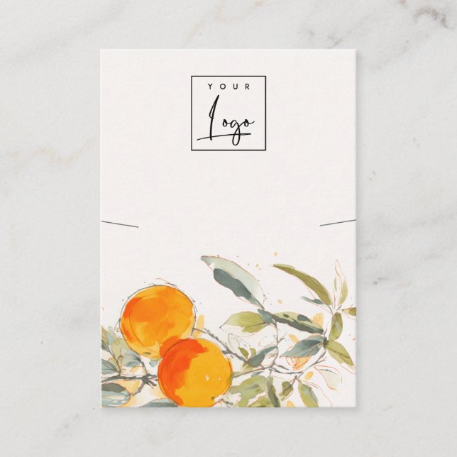 Carte De Visite Boho Orange Fruit Aquarelle Collier Logo (Devant)
