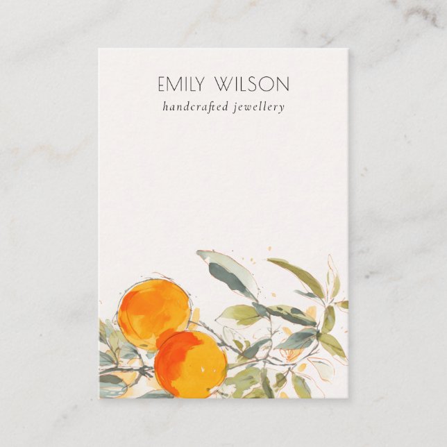 Carte De Visite Boho Orange Fruit Blanc Porte-Bijoux (Devant)