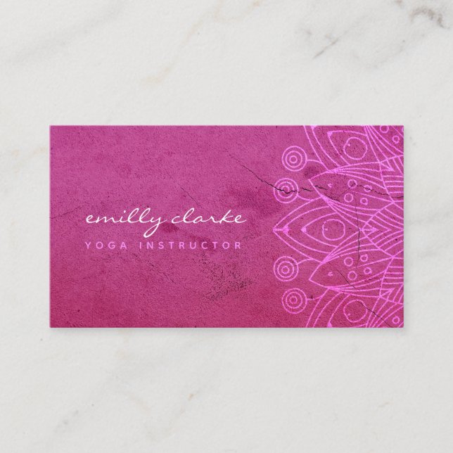 Carte De Visite Boho Pink Mandala Yoga Wellness Instructor Girly (Devant)