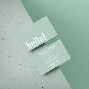 Carte De Visite Boho Retro tendance - Vert et Blanc moderne