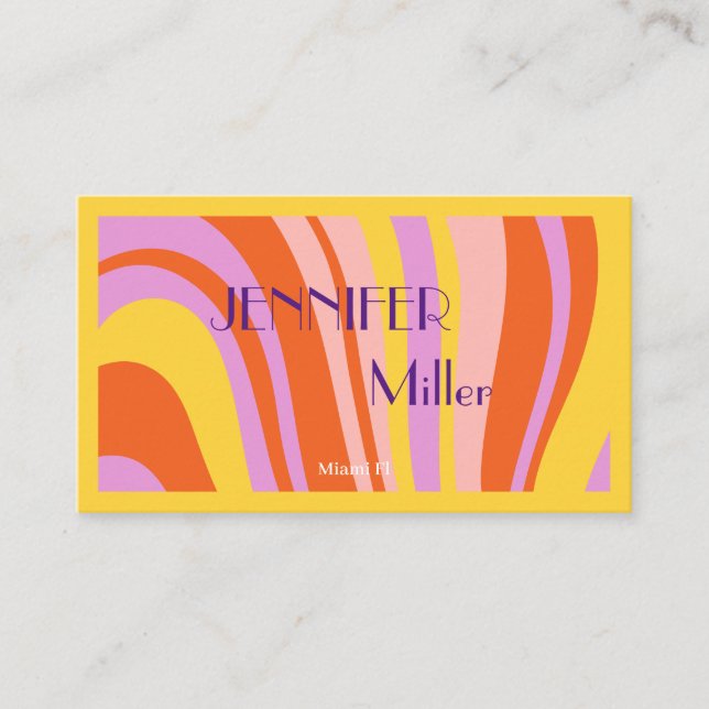 Carte De Visite Boho Retro Wavy Lines Social Media Code QR (Devant)