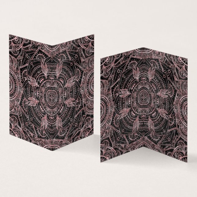 Carte De Visite Boho Rose Gold Grey Mandala Design élégant (Intérieur et extérieur)
