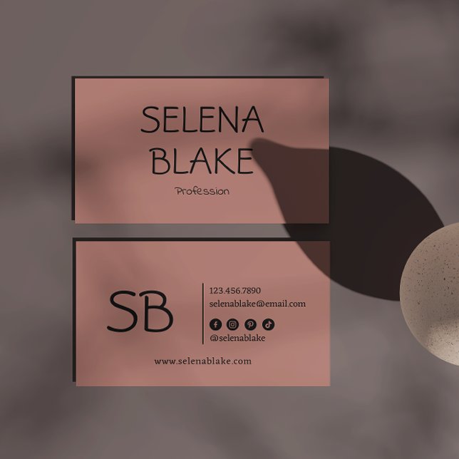 Carte De Visite Boho rose minimaliste | Branché Retro chic (Créateur téléchargé)