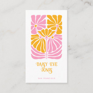 Carte De Visite Boho rose or orange rétro Floral