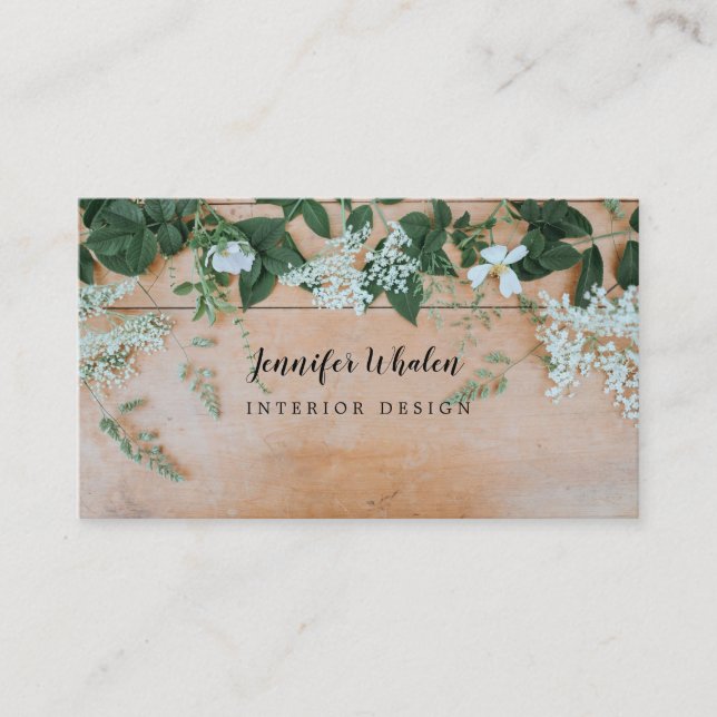 Carte De Visite Boho Rustique Floral Custom (Devant)