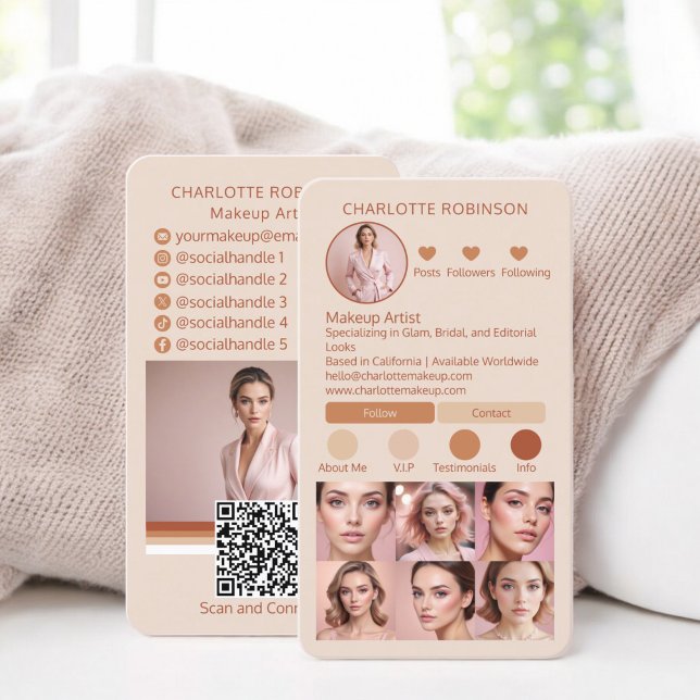 Carte De Visite Boho tan Maquillage beauté Social Media Influencer (Boho tan Makeup beauty Social Media Influencer Business Card instagram)