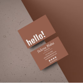 Carte De Visite Boho tendance rétro - moderne brun et blanc