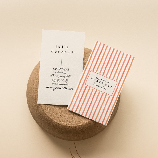 Carte De Visite Boho tendance Retro Orange Rouge Main Tirée (Créateur téléchargé)