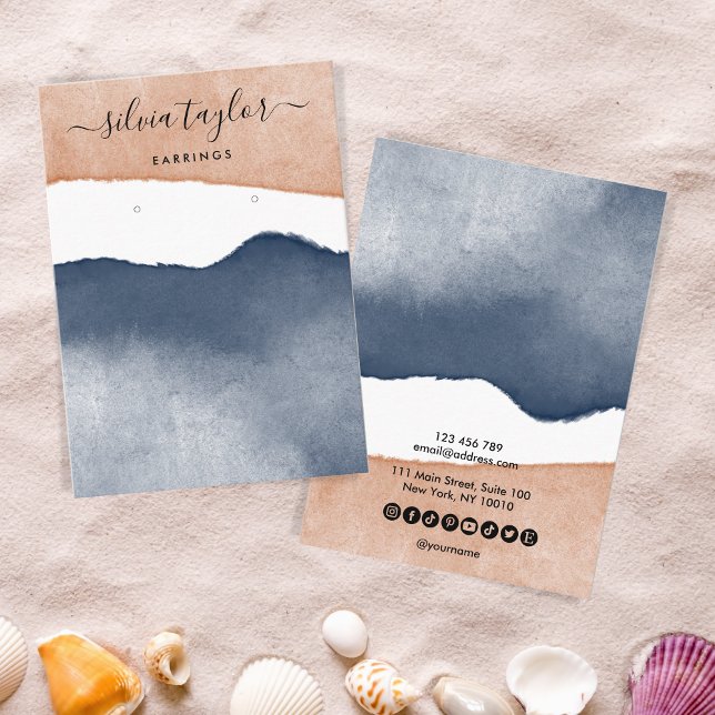Carte De Visite Boho Terracotta Marine Porte-bijoux Médias sociaux (Créateur téléchargé)