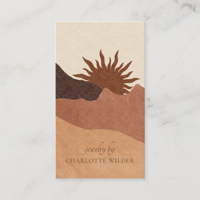 Carte De Visite Boho Terracotta Sable Abstrait bijoux artisanal Bu (Devant)