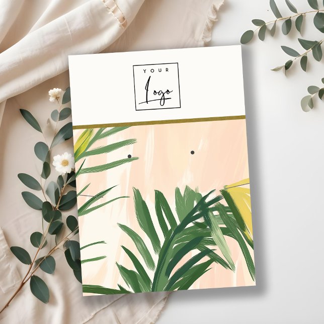 Carte De Visite Boho Tropical Palm Feuille Collier d'oreille Logo (Créateur téléchargé)