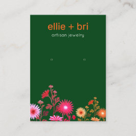 Carte De Visite Boho vert floral à oreille bijouterie