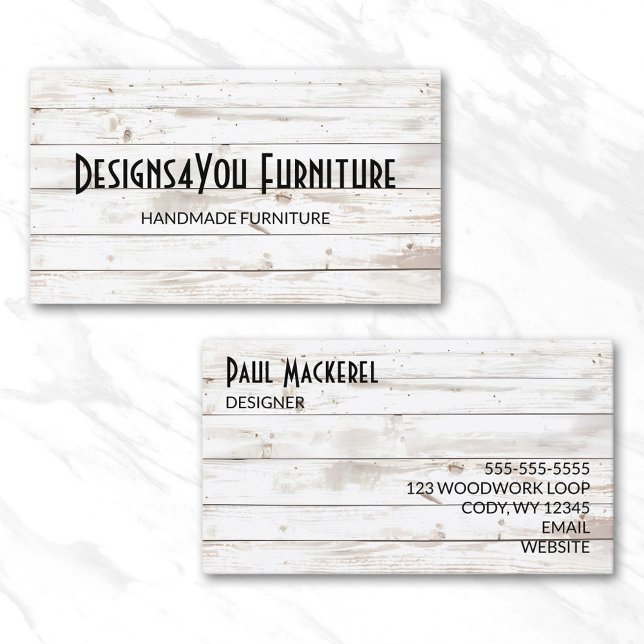Carte De Visite Bois blanc vintage (Vintage Shabby White Wood Business Card)