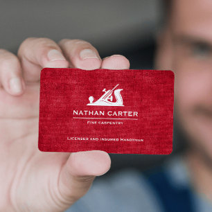 Carte De Visite Bois charpentier Jack Plan Grunge ROUGE