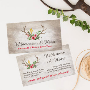 Carte De Visite Bois d'aquarelle fleurie de Bohême