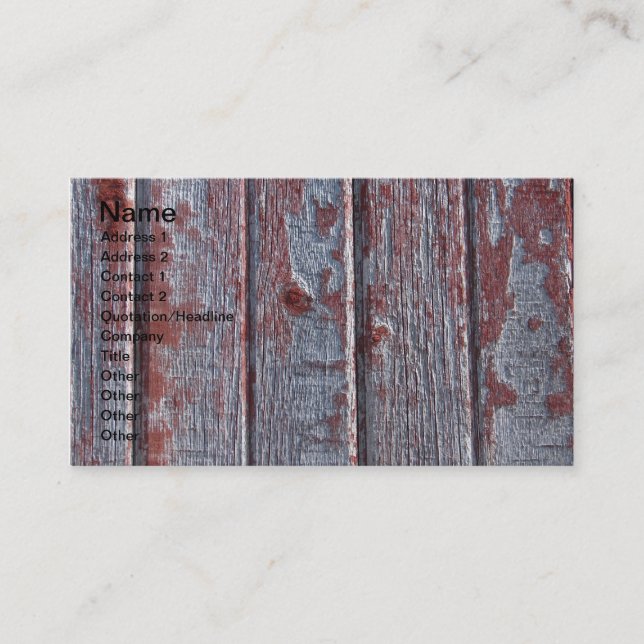 Carte De Visite Bois de la grange avec peinture rouge (Devant)