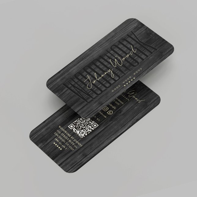 Carte De Visite Bois de menuiserie moderne bois noir professionnel (Modern Carpentry Woodwork Black Wood Professional Business Card
)