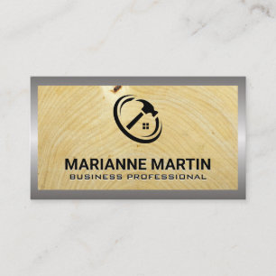 Carte De Visite Bois et Métal   Logo de marteau de maison