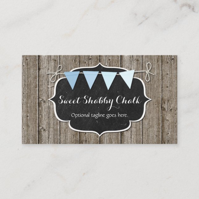 Carte De Visite Bois rustique & Chic Chic Chalkboard Blue Bund (Devant)