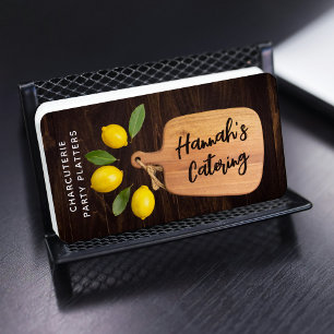 Carte De Visite Bois rustique Découpe Citrus Cuisine Script