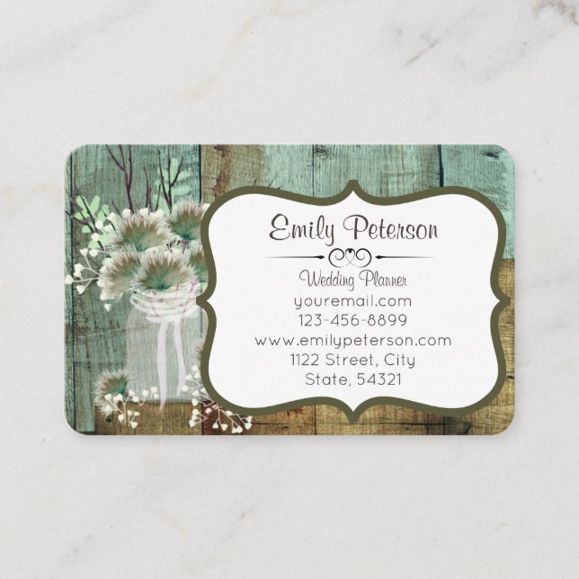 Carte De Visite Bois rustique et Wedding planner floral (Devant)