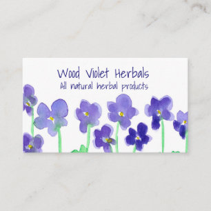 Carte De Visite Bois Violets Aquarelle Fleurs