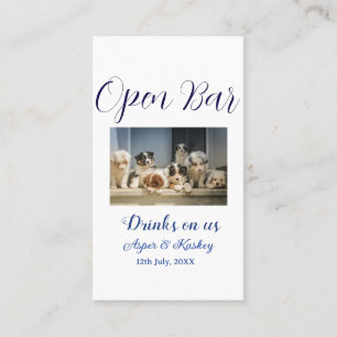 Carte De Visite Boissons offertes bar ouvert photo de mariage coup