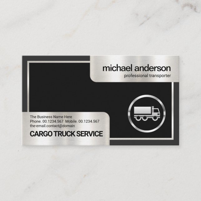 Carte De Visite Boîte à gris élégant Silver Frame Truck Transport (Devant)