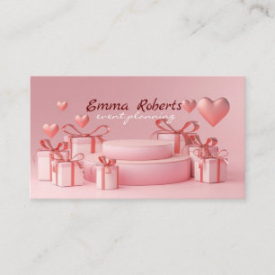 Carte de visite boîte-cadeau Coeur rose
