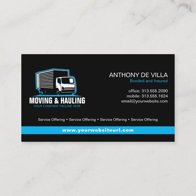 Carte De Visite Boîte Camion Moving Hauling Livraison Société (Dos)
