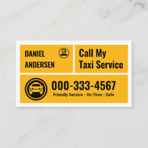 Carte De Visite Boîtes de Taxi Jaune Élégantes Chauffeur de Taxi